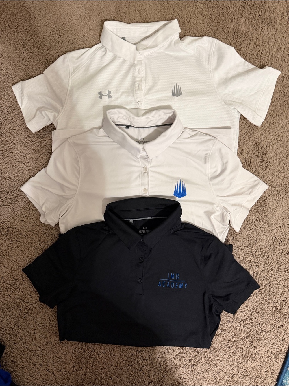 IMG Academy Under Armour Kids Polo Pack - White & Black with Blue Logo